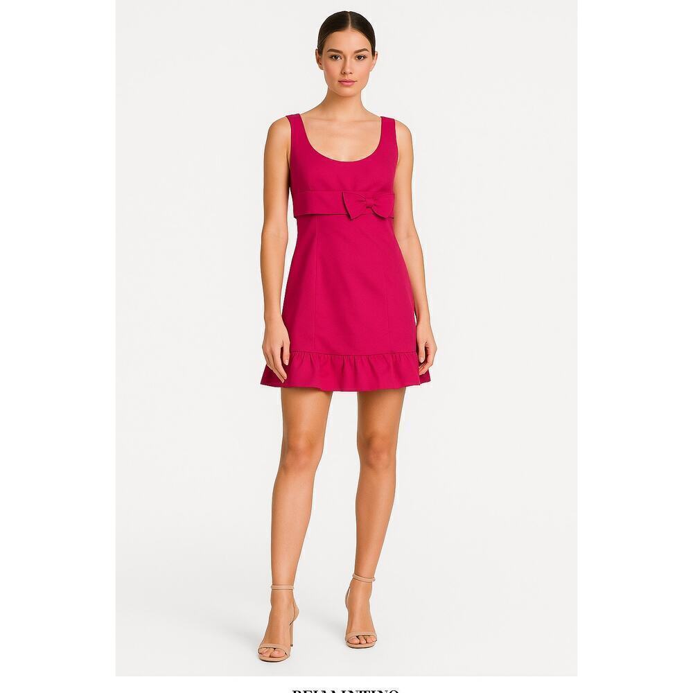 NEW - NWT RED Valentino Hot Pink Bow Front Ruffle Hem Mini Dress Size 6